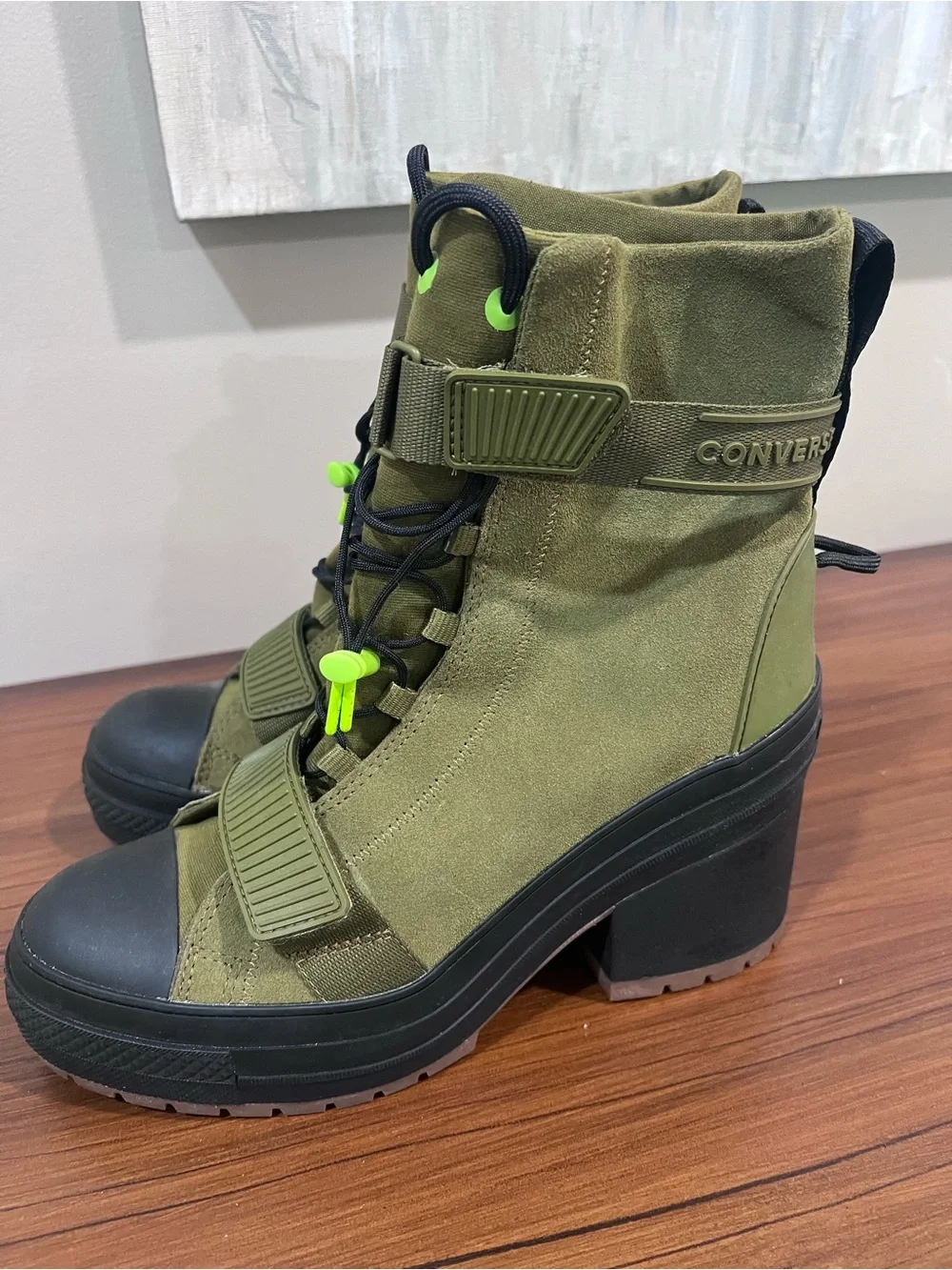 Converse Chuck Taylor All Star GR82 Platform Combat Boots Dark Moss Green 10